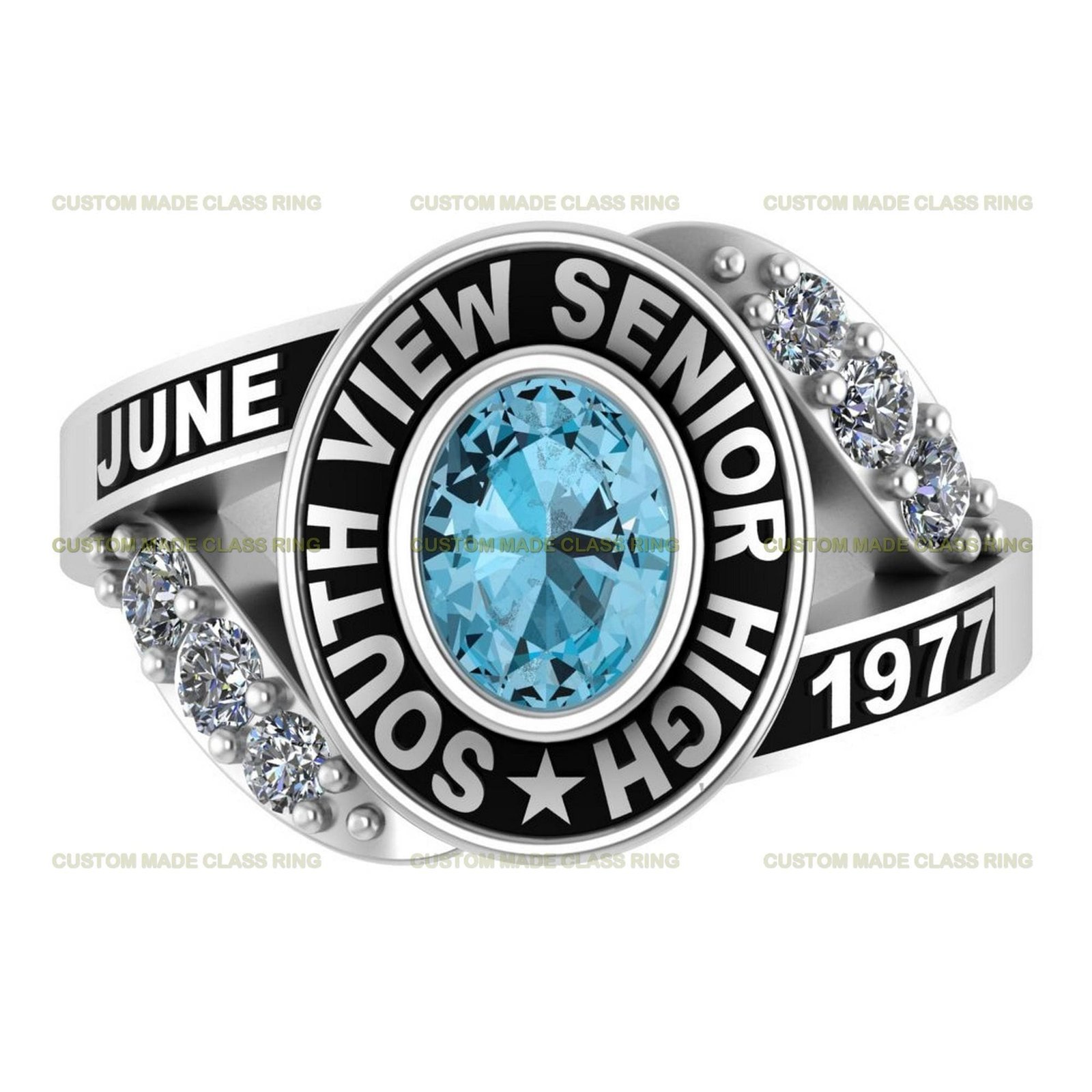 Luminous Legacy Class Ring, Moissanite and Gemstone 925 Silver