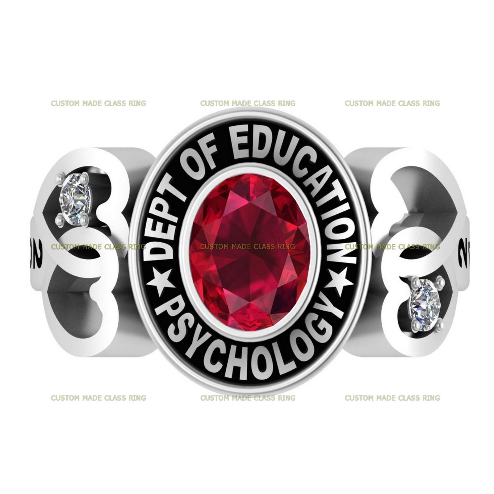 Heart of Learning Class Ring, Moissanite Style 925 Silver - Image 2