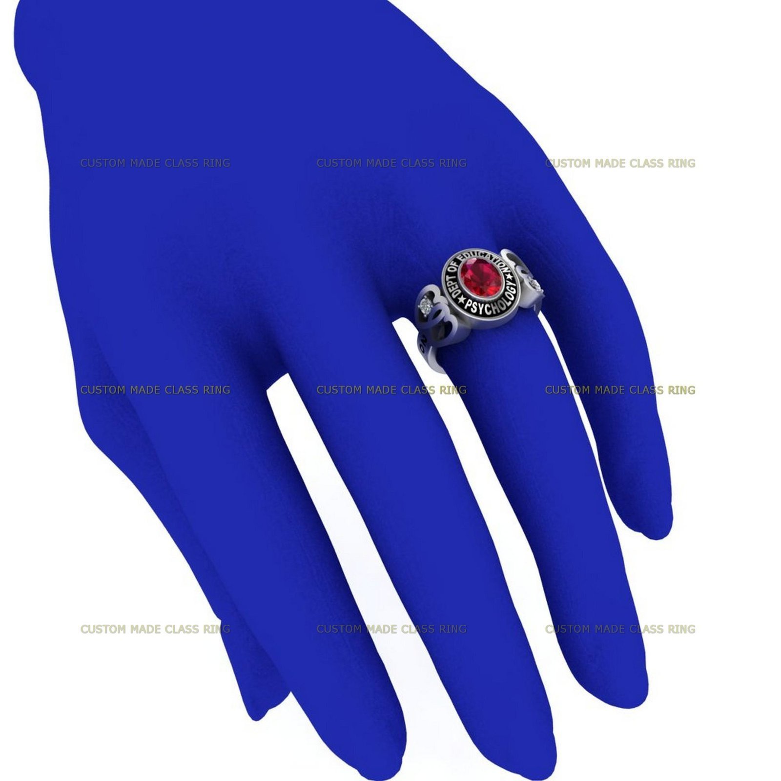Heart of Learning Class Ring, Moissanite Style 925 Silver - Image 8