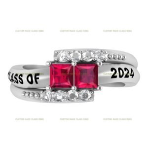 Queen Princess Cut Class Ring, Moissanite Style 925 Silver