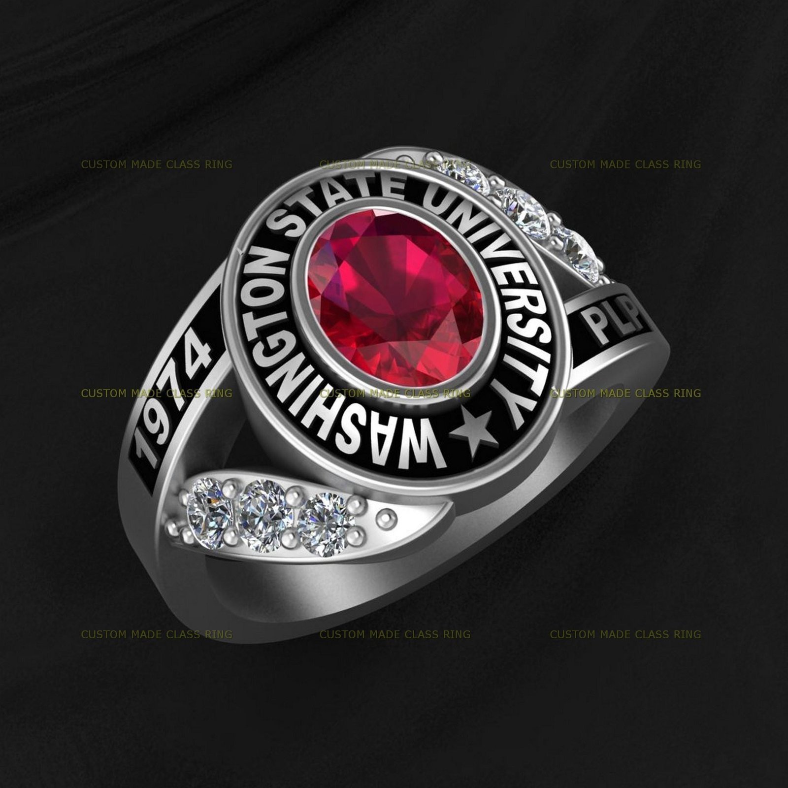 Moissanite Graduation Ring for Her, Personalized 925 Silver Band