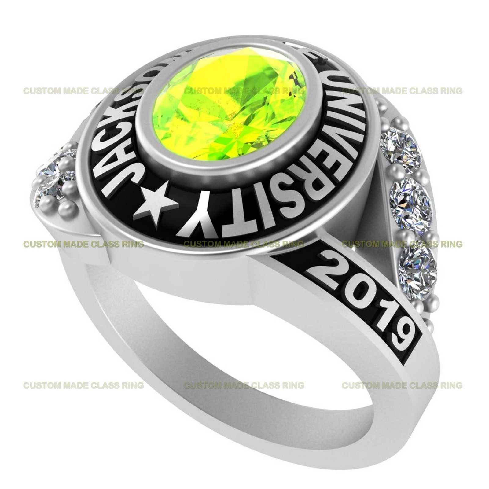 Legacy Moissanite Ring, Gemstone Graduation Class Ring 925 Silver - Image 7