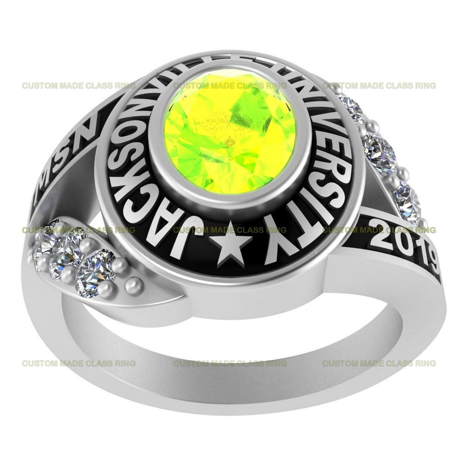 Legacy Moissanite Ring, Gemstone Graduation Class Ring 925 Silver - Image 8
