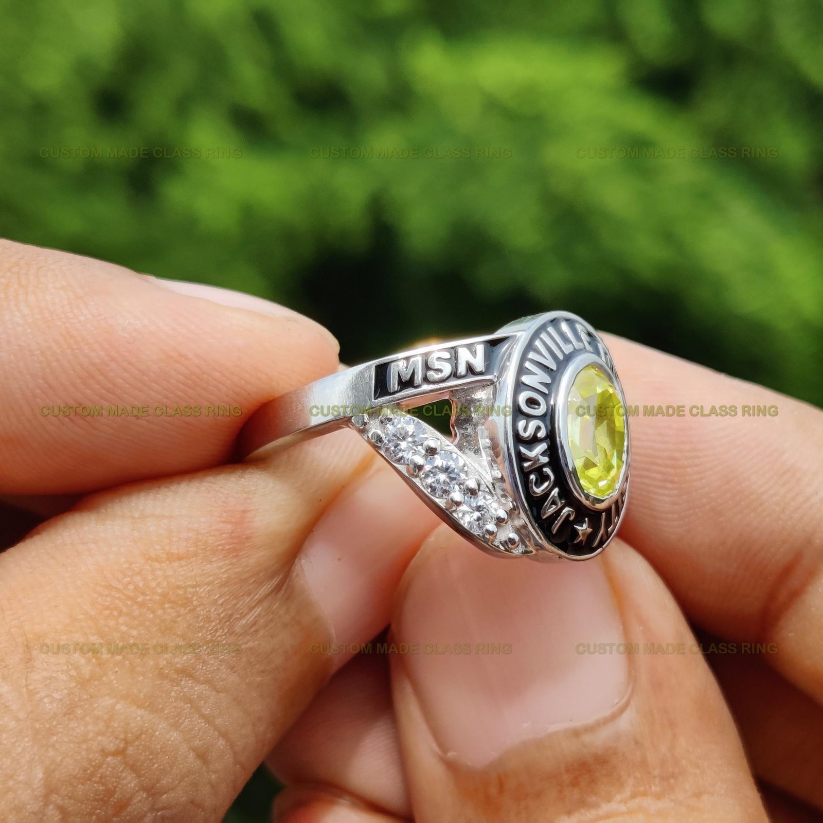 Legacy Moissanite Ring, Gemstone Graduation Class Ring 925 Silver - Image 5