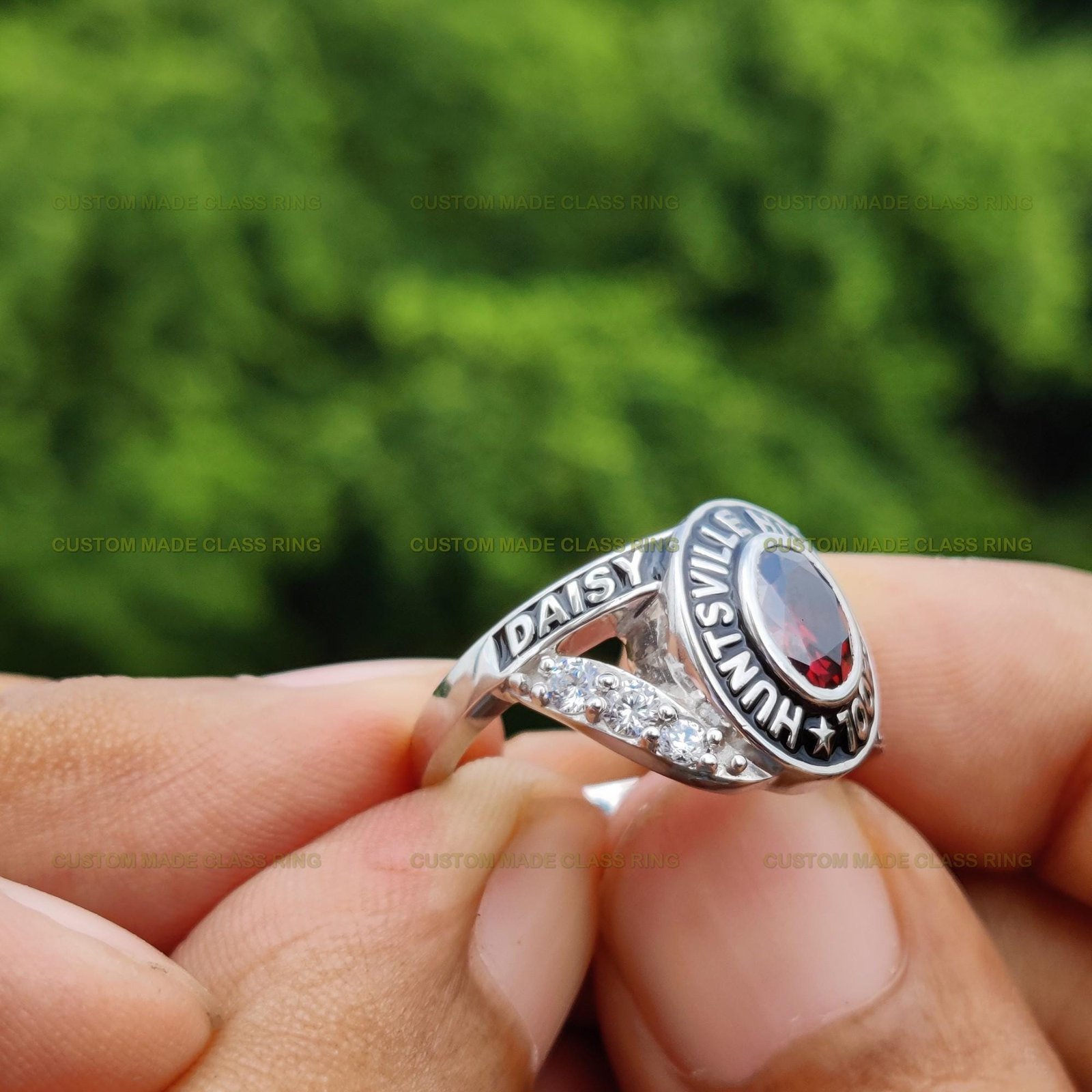 Moissanite Graduation Ring for Her, Personalized 925 Silver Band - Image 9