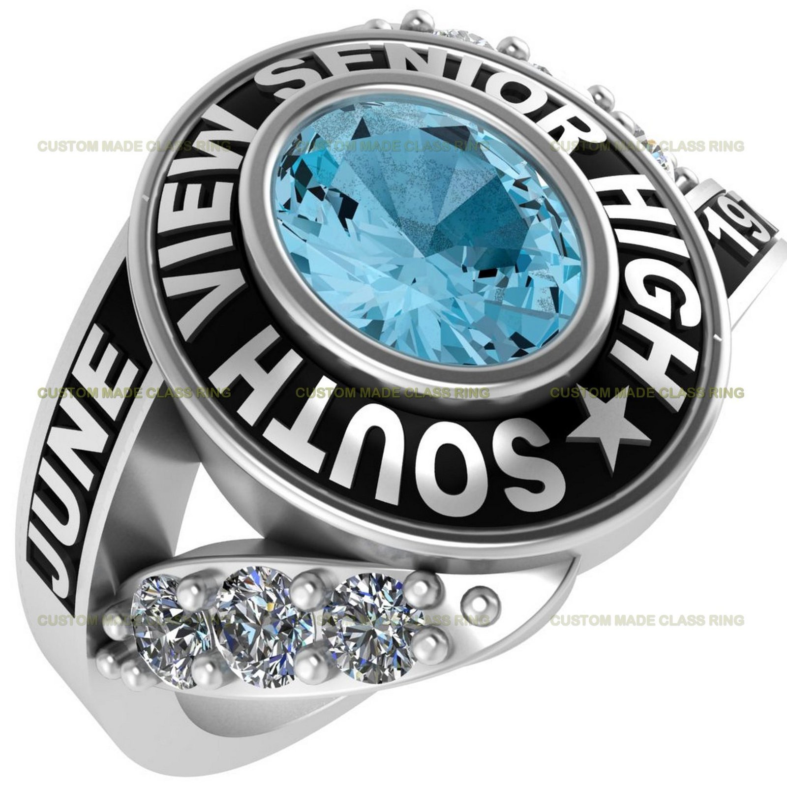 Luminous Legacy Class Ring, Moissanite and Gemstone 925 Silver - Image 4