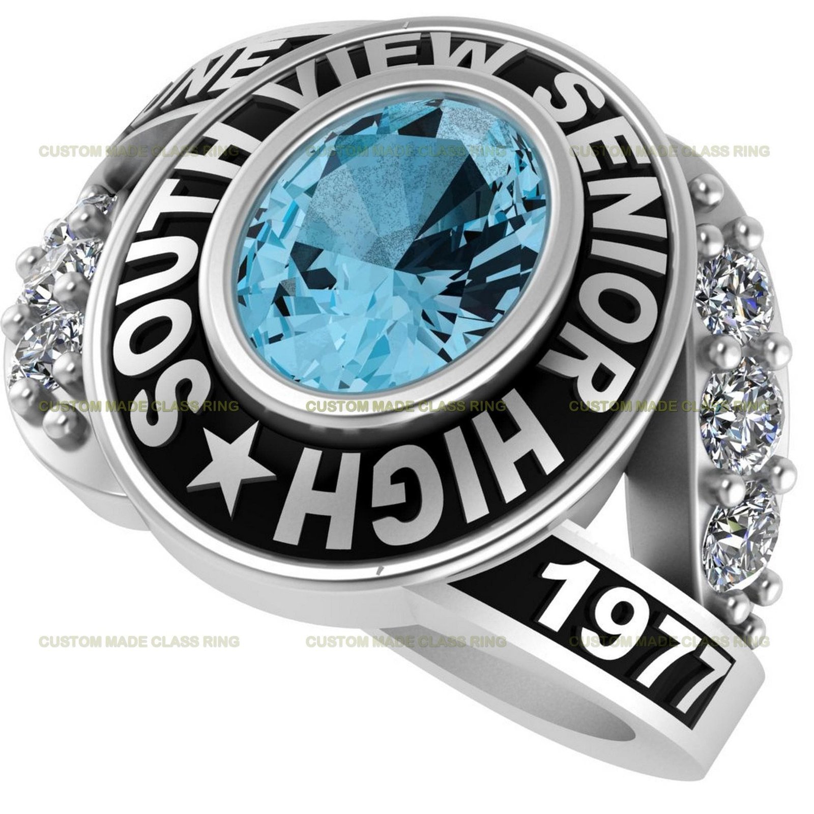 Luminous Legacy Class Ring, Moissanite and Gemstone 925 Silver - Image 6