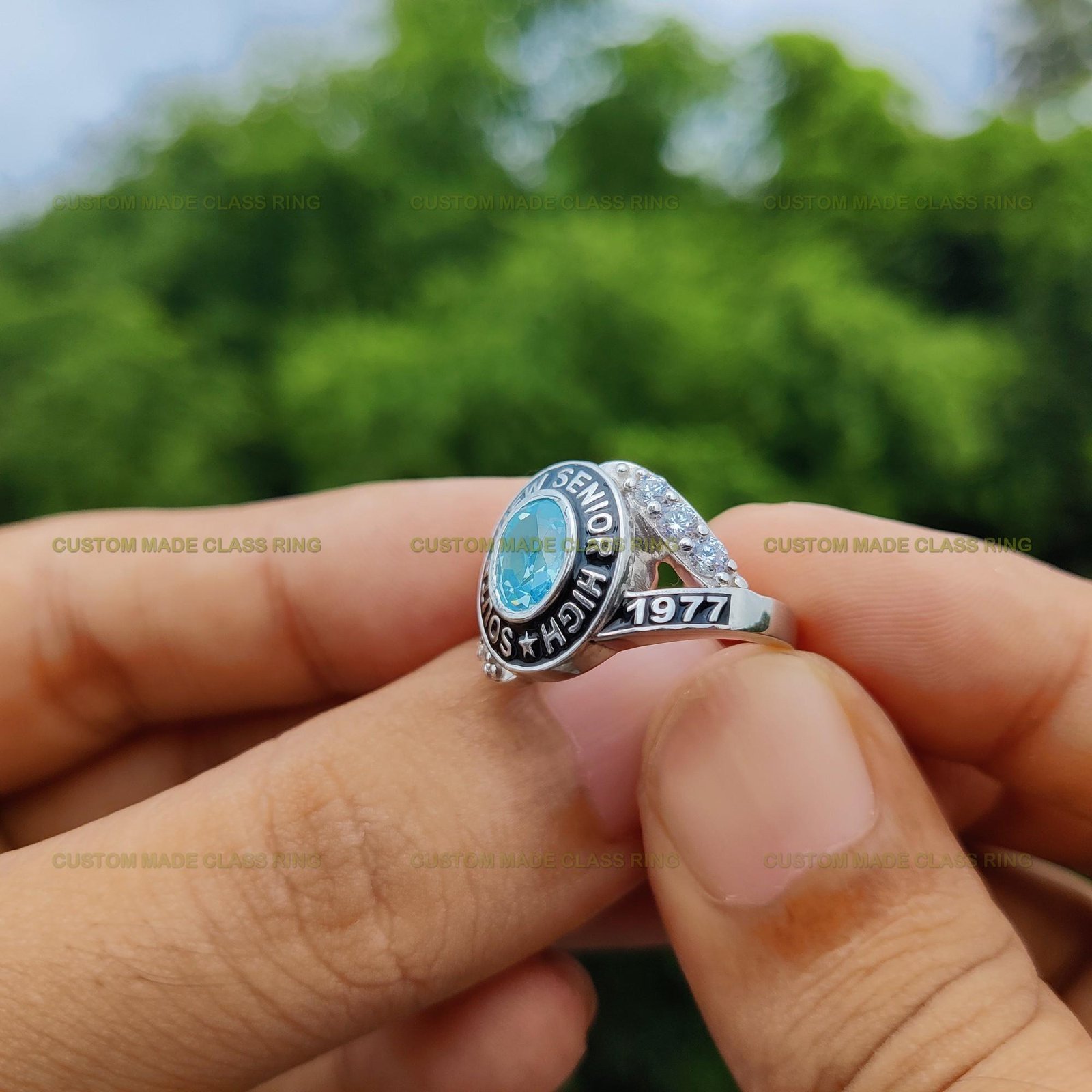 Luminous Legacy Class Ring, Moissanite and Gemstone 925 Silver - Image 7