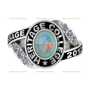 Gemstone College Class Ring, Opal or Moissanite in 925 Silver