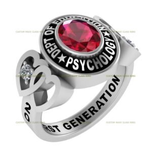 Heart of Learning Class Ring, Moissanite Style 925 Silver