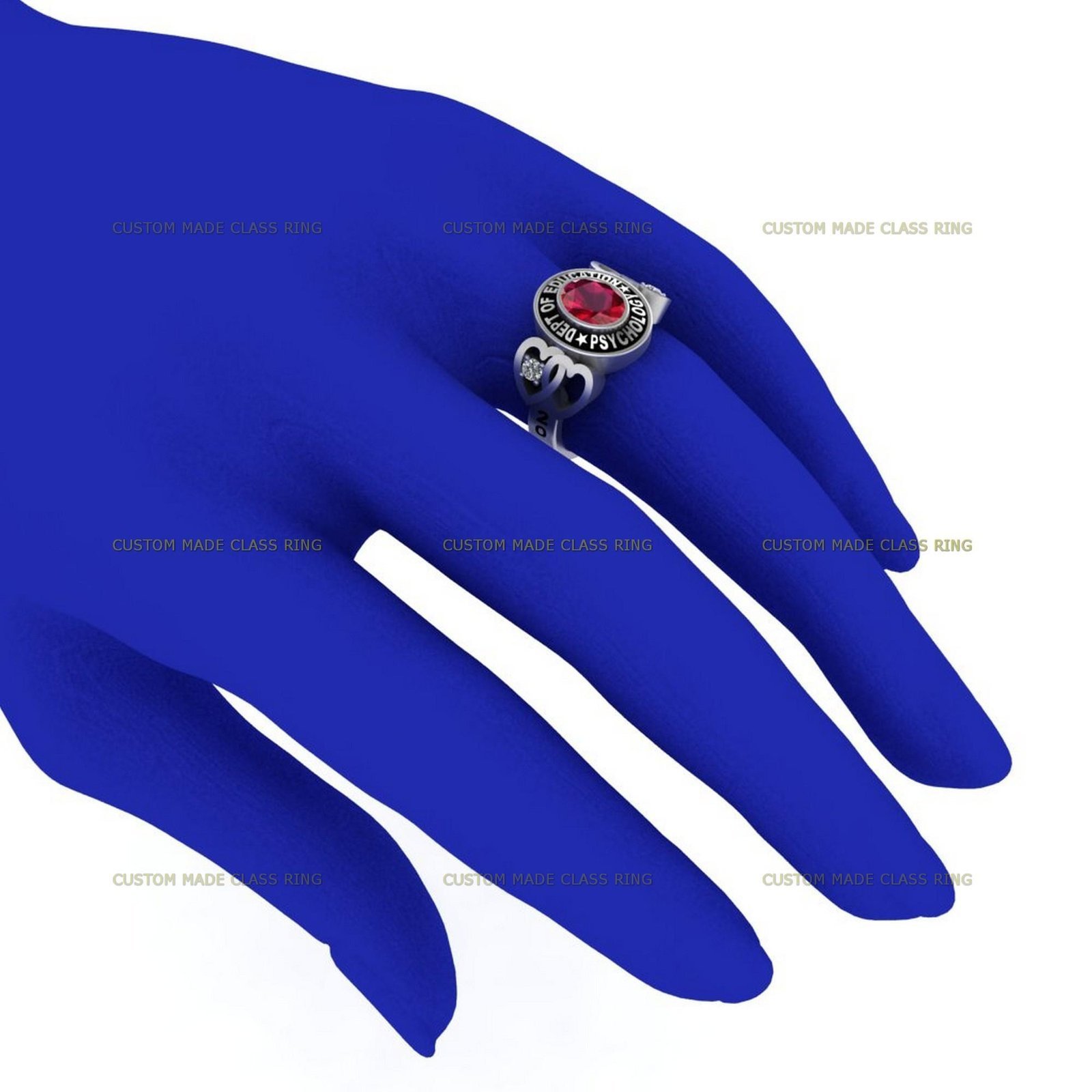 Heart of Learning Class Ring, Moissanite Style 925 Silver - Image 7