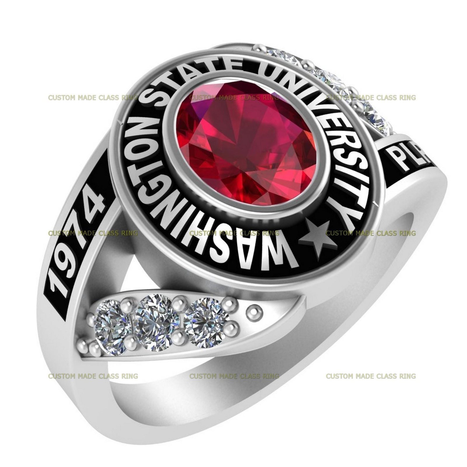 Moissanite Graduation Ring for Her, Personalized 925 Silver Band - Image 5