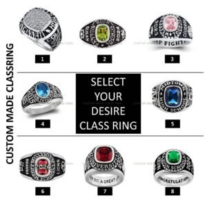 Handcrafted Senior Class Ring, Personalized Graduation Gift 925 Silver