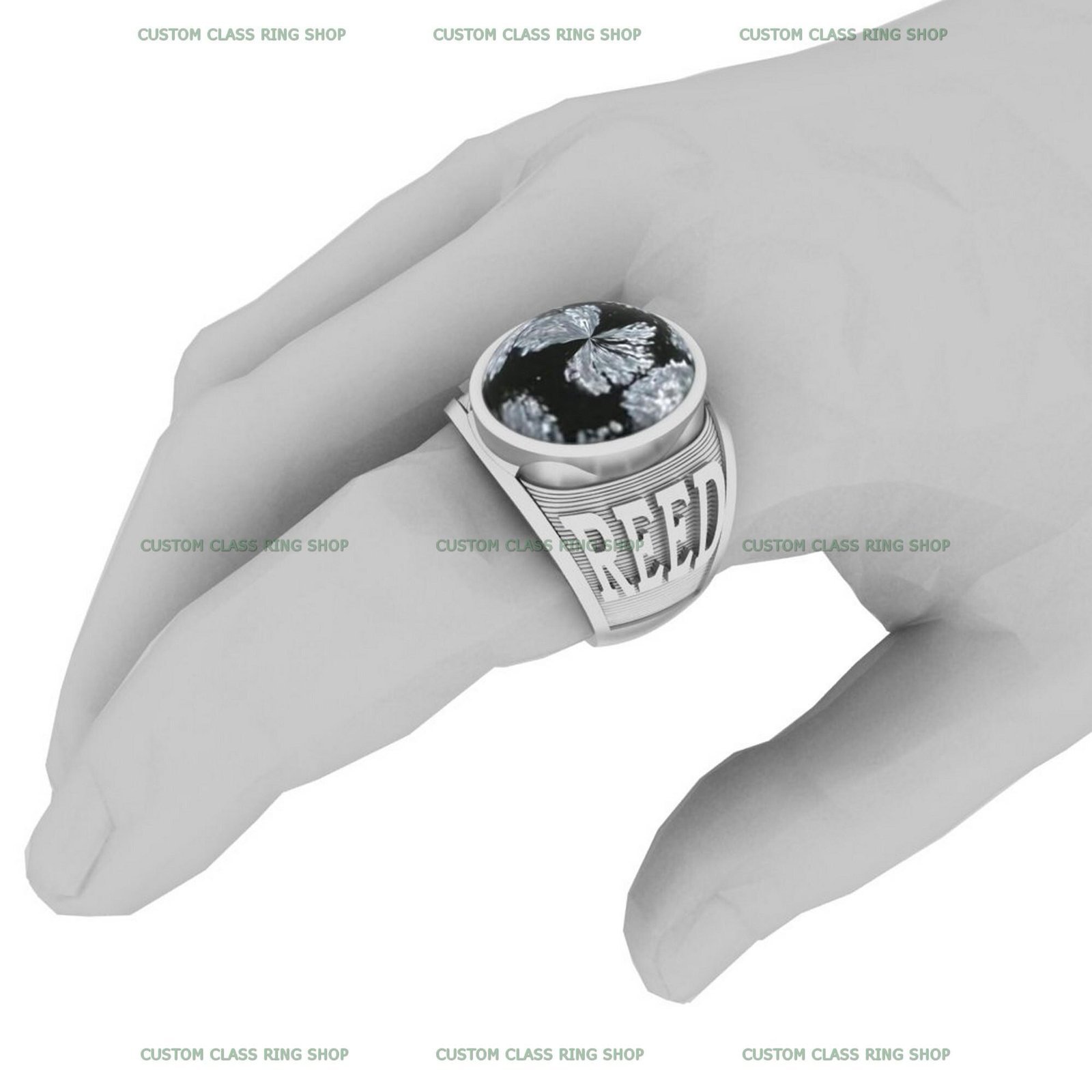 Turquoise Class Ring, Custom Stone in Solid Gold or Sterling Silver - Image 8