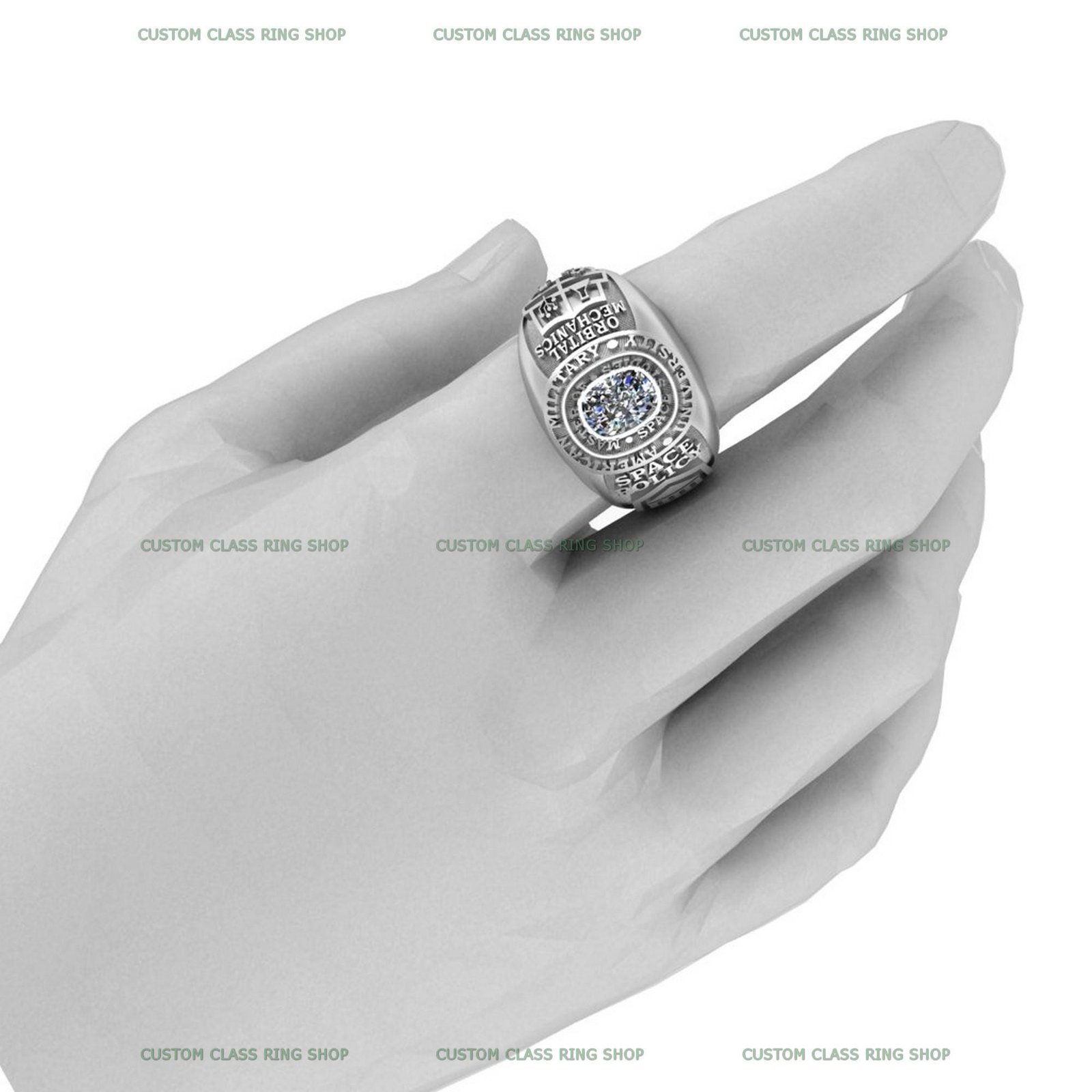 Moissanite Military Ring, Personalized Veteran Gift in 925 Silver - Image 7