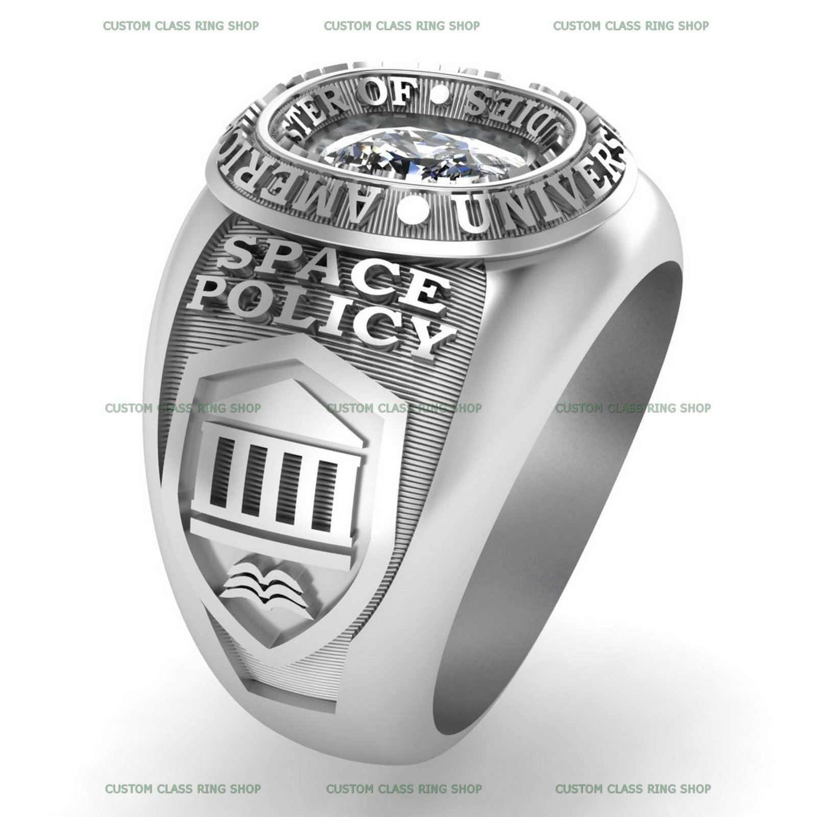 Moissanite Military Ring, Personalized Veteran Gift in 925 Silver - Image 3