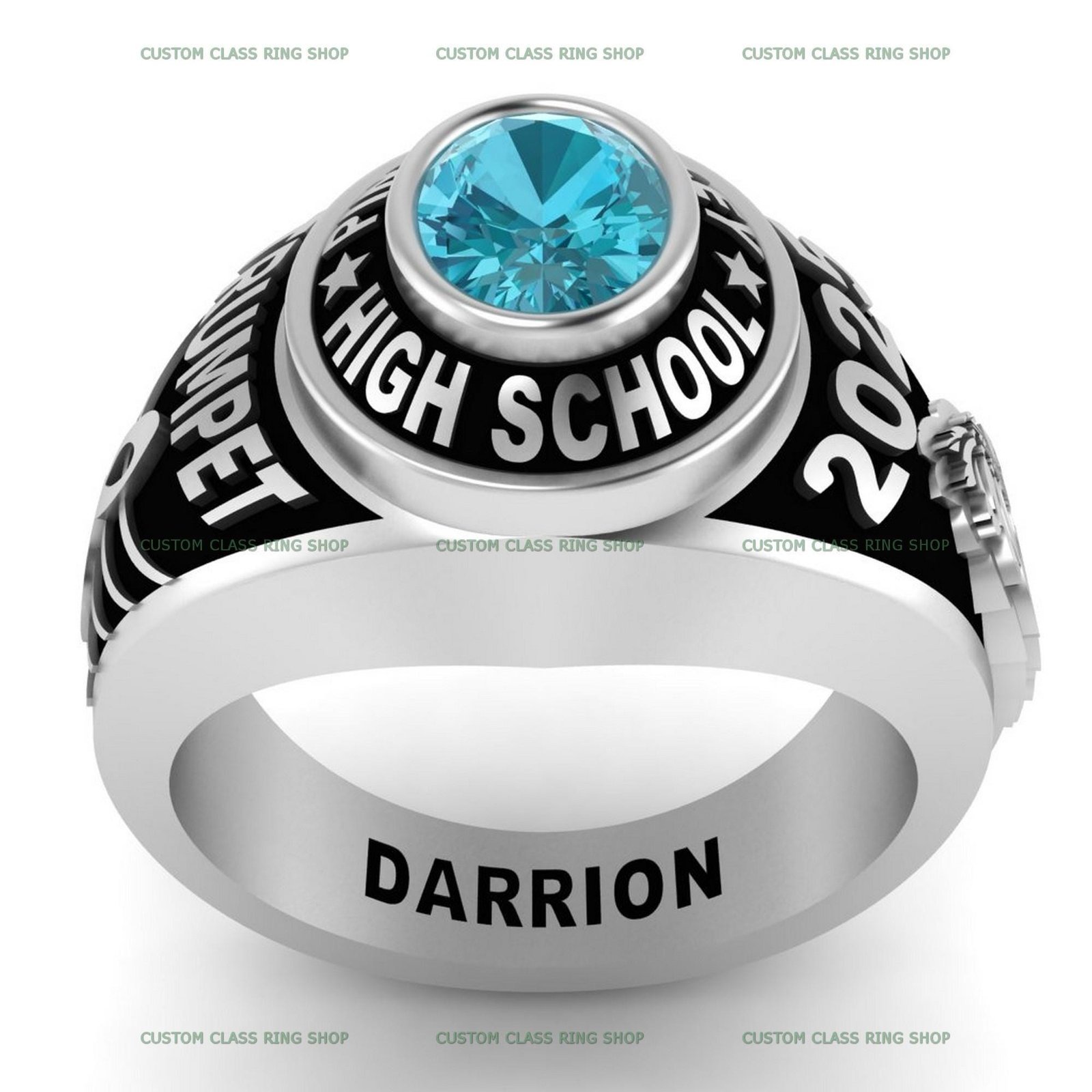 Women's Logo Class Ring, Custom College Emblem in 925 Silver - Image 6