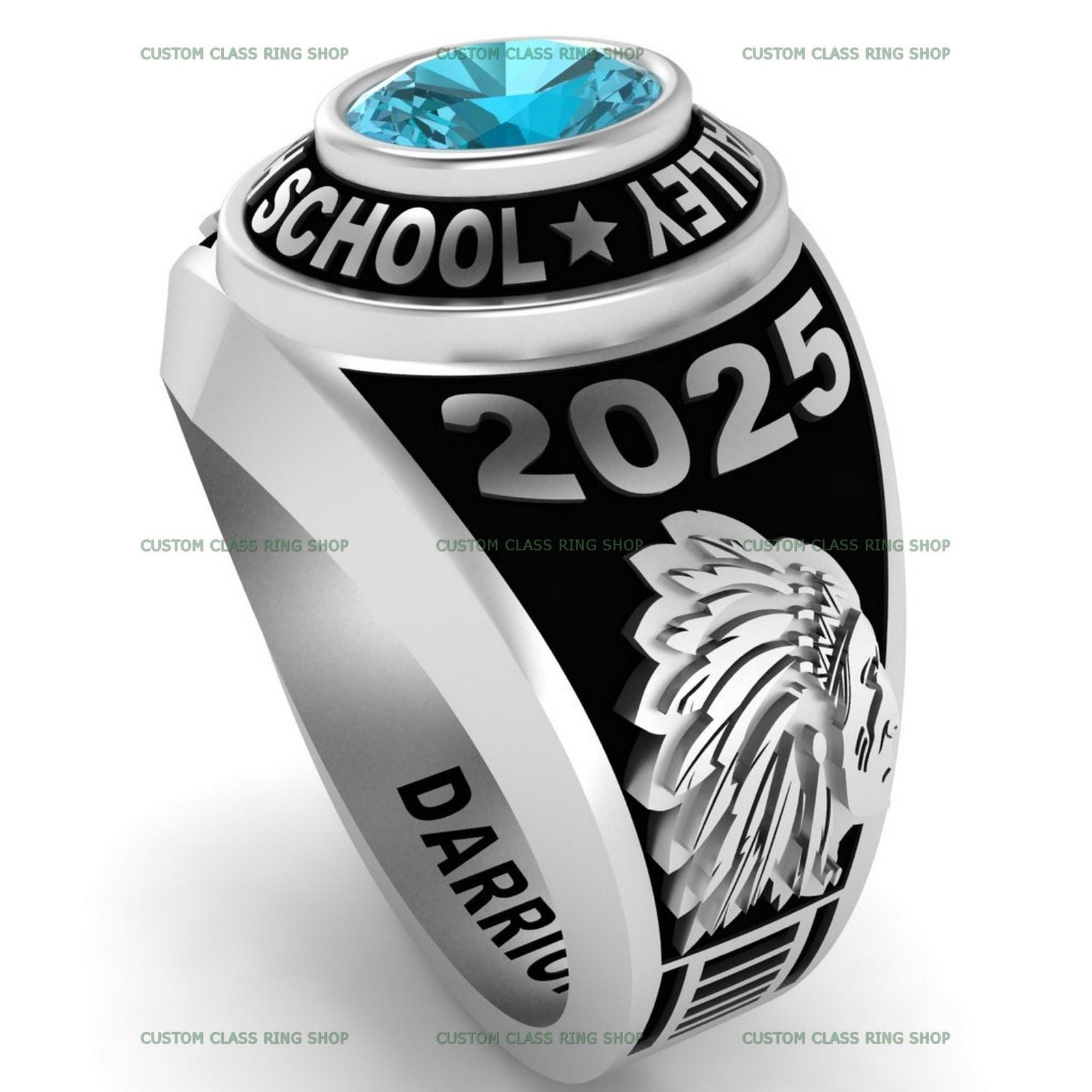 Women's Logo Class Ring, Custom College Emblem in 925 Silver - Image 5