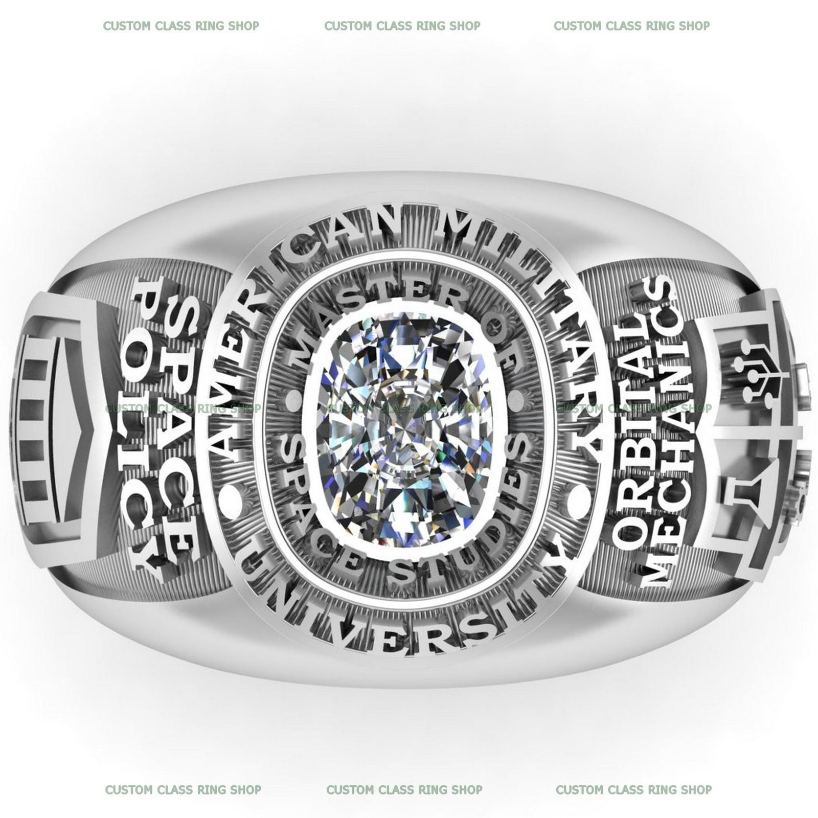 Moissanite Military Ring, Personalized Veteran Gift in 925 Silver