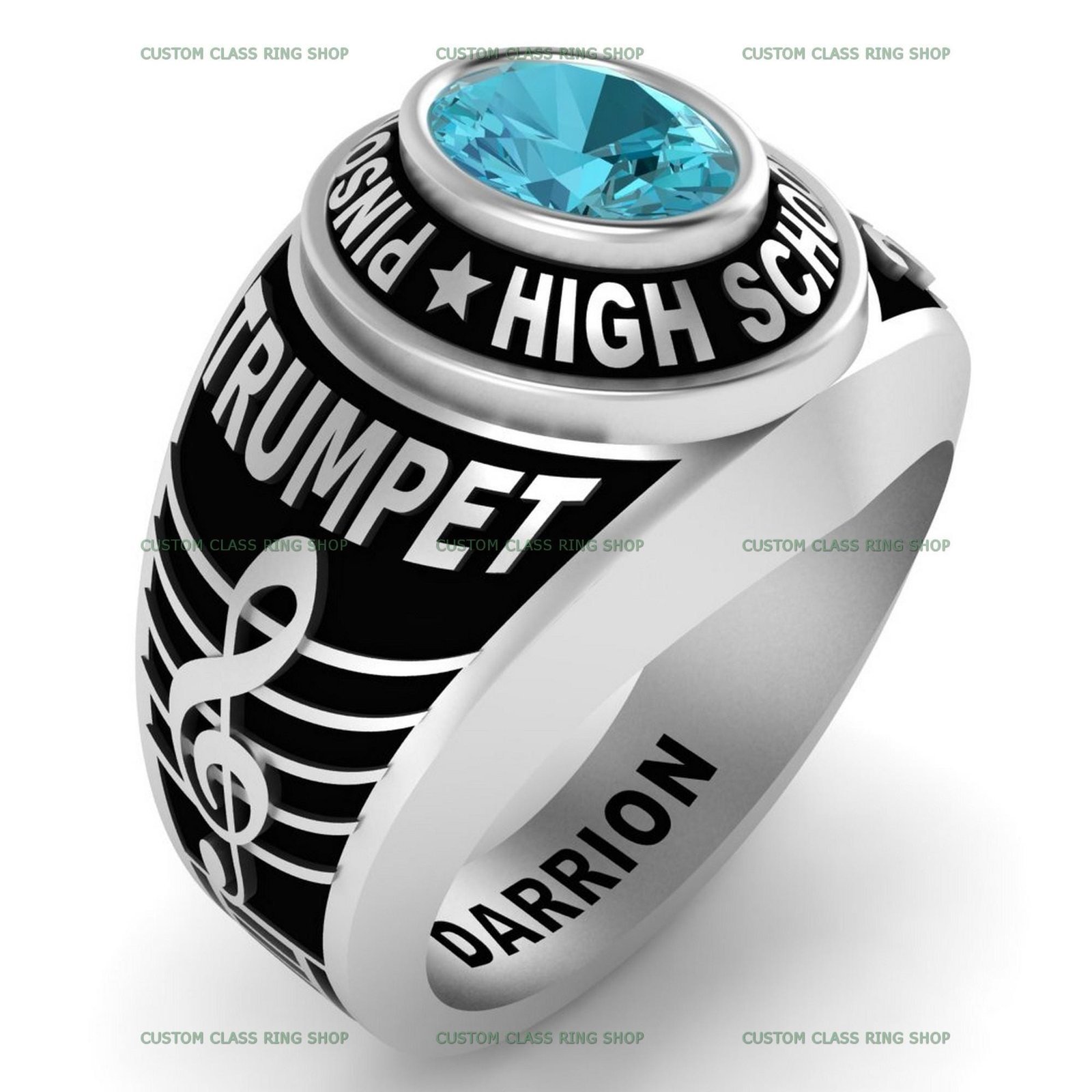 Women's Logo Class Ring, Custom College Emblem in 925 Silver - Image 4