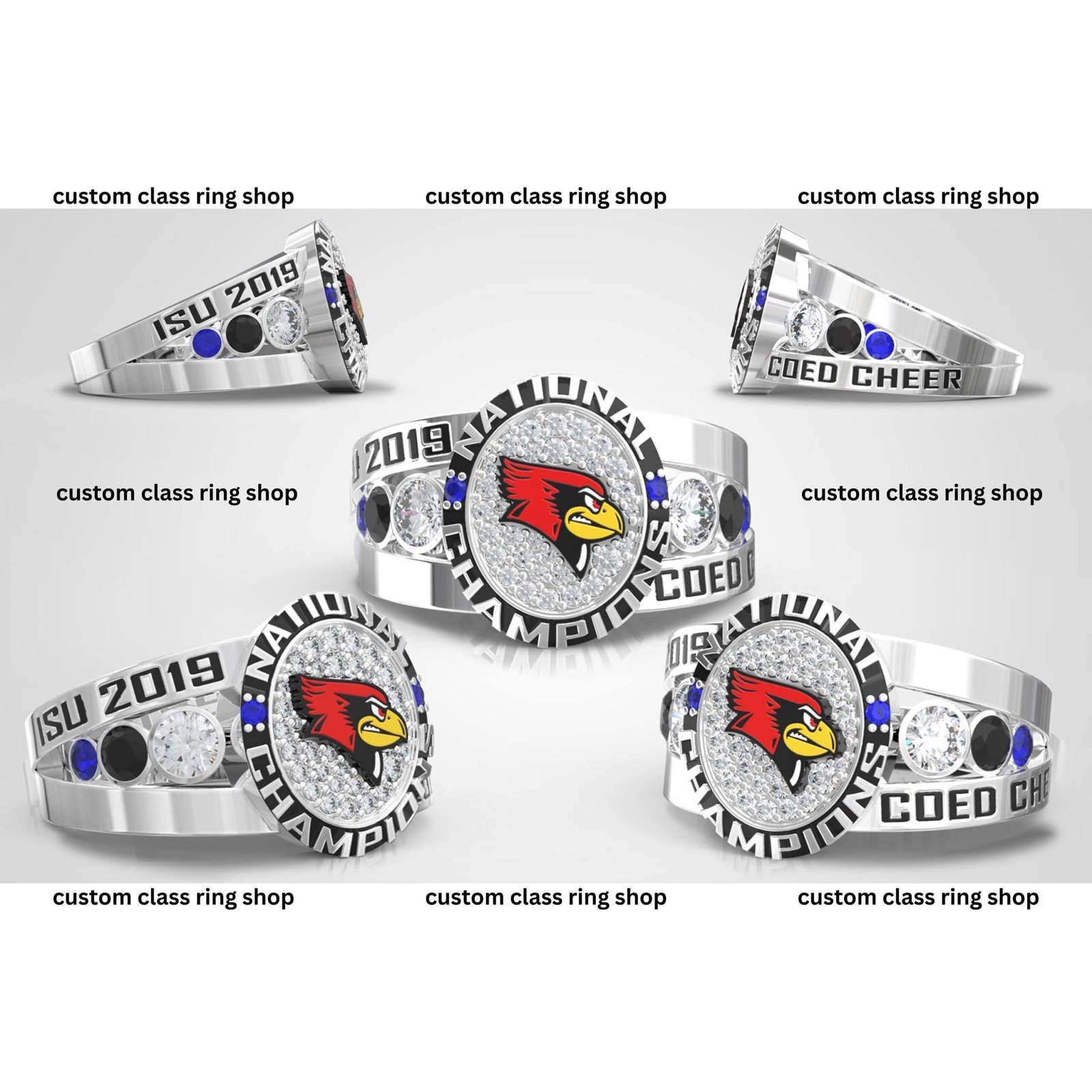 MVP Championship Ring, Engraved Moissanite Sports Ring 925 Silver