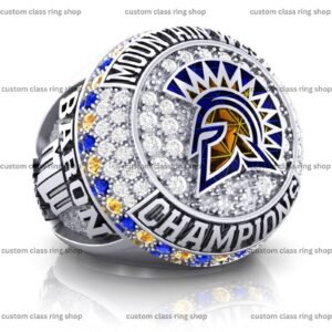 Moissanite Champion Ring, Custom Engraved Sterling Silver Graduation Ring