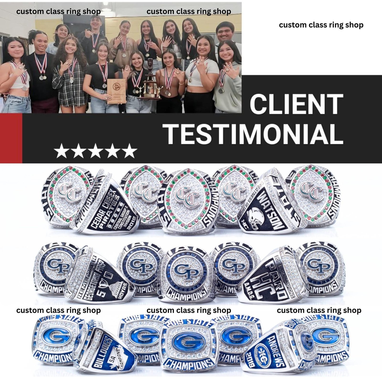 Coach Award Ring, Custom Moissanite Team Ring 925 Silver - Image 7