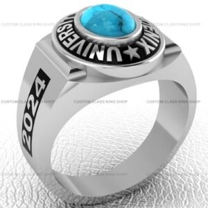 Custom School Ring for Men, Personalized Sterling Silver